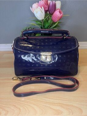 Arcadia Purple Patent Leather Satchel